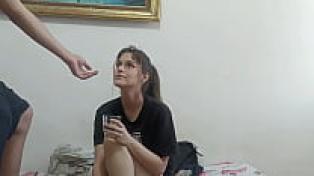 My brother gives me a remedy for my throat, makes me give him a deepthroat blowjob.
