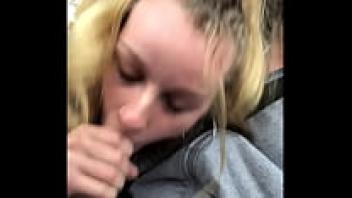 Taking a magnificent cock in the car and sucking it!