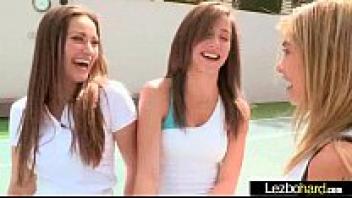 Dani Daniels, Malena Morgan, and Lia Lor, who are all members of the Teen Lesbos, play until the climax on cam video 15
