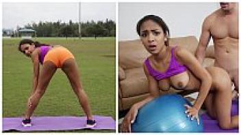 The Young Black Babe in the BANGBROS Monica Bexley instructs Sean Lawless in the art of yoga.