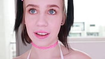 With no hands, REMI JONES, who is 18 years old, finishes a blowjob with a cum swallow blowjob. WOW! A.