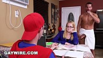 The stepfather is caught by his stepmother when he is assisting his stepson with his schoolwork.