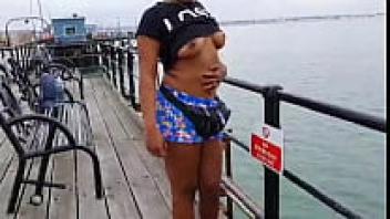 Displaying a thick bottom and flashing a tit in public