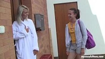 Sabrina and Nicoleta, two lesbian teenagers doing masturbation