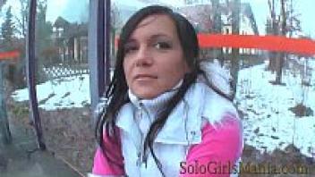 following masturbation, a lovely and hot girl is seen pissing.