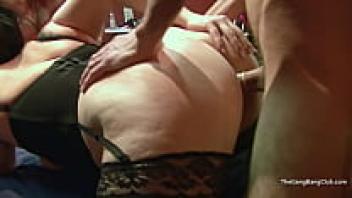 An amateur gangbang who is both chubby and heavy