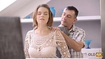 It is OLD4K. A chubby young lady shows an elderly man her natural physique, and she ends up getting nailed.