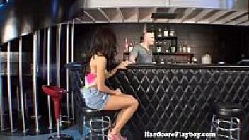 At the bar, a petite amateur chick made a loud boom.
