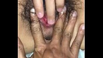 My wife is hooking her pussy for you to see, and she is showing it off.