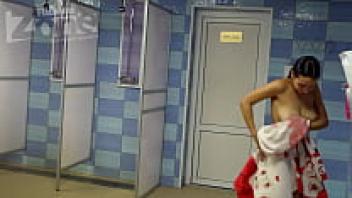 a large voyeur shower with tits