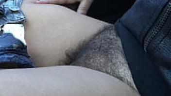 Milf, a sexy Algerian woman, reveals her hairy pussy to an old man who is perverted.