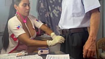 doctor trio, she removes the sperm from her patient's brother and masturbates her patient, who is cute, hot, and babety, as well as busty and huge ass.