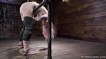 Extremely blonde with heavy bondage to the gadget