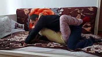 Sex that is both passionate and romantic with a gorgeous teenage girlfriend wrapped in socks