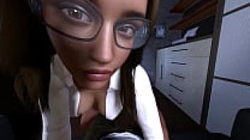 Hentai, a 3D cartoon of a hot sexual encounter with a secretary