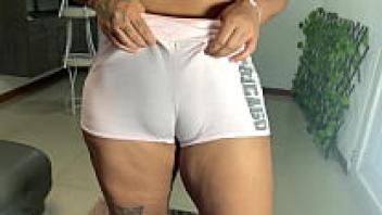 I am able to record her tight pussy in her new shorts (CAMELTOE, BIG ASS, and Latina) thanks to my stepmother's permission.