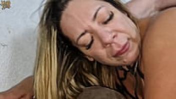 The stepson and his friend are beating up on the stepmother, who is a hot and mature woman.