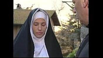 There is a sister who is being comforted by two nuns, but she is unaware that they are actually two hot shemales!