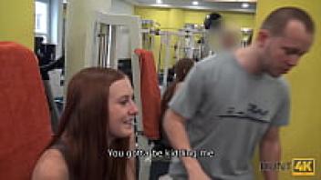 Instead of working out, the cute girl has sex at the gym with the wealthy hunter