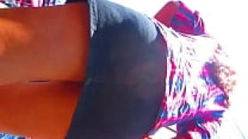 the upskirt of a Mexican brunette
