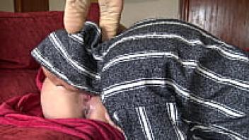 Stepson is instructed to lick his hairy Algerian wife's mature pussy by the wife.