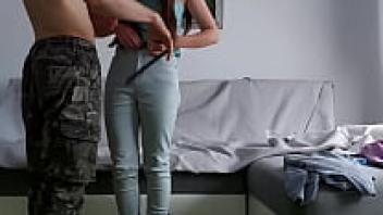 Romantic amateur having passionate and furious sex on the couch