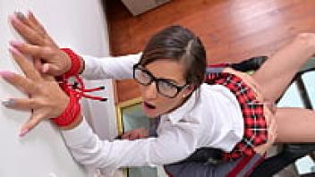 Cindy Loarn, a naughty teen, wets her panties before receiving BDSM punishment from the master