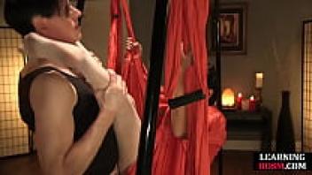 Loved and sub-fingered by a petite Asian bondage
