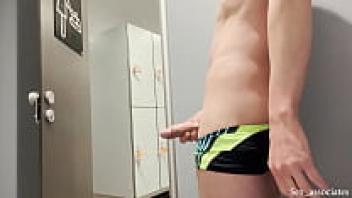 A pregnant woman decides to assist me in cumming when I pull out my dick in a public swimming pool.