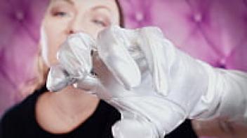 ASMR: Arya Grander's long opera silver glossy gloves. Free SFW video with a fetish sound.