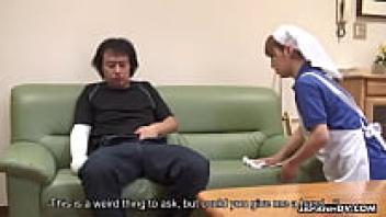 His Asian housekeeper assists him with his issue.