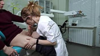 A handsome, glasses-wearing doctor sucking cock. In the mouth, cum