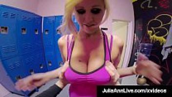 Young Stud in Gym is adored by Sex Bomb Milf Julia Ann Pussy!