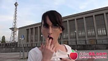 Loved and picked up in public by babe Lou Nesbit wearing nerdy glasses! ▶ Dates66.com (FULL SCENE)