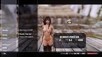 Uncensored naked tits in a Skyrim mod