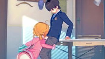 The Hentai girl is addicted to sucking her dick.