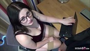 18-year-old German BBW glasses that the boss has Adolescent and romantic partner at work