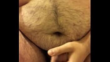 Chubby uses the restroom to masturbate.