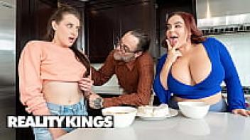 Before allowing her to enjoy her pussy, Aubree Valentine eagerly suckers Natasha Nice's enormous jugs.