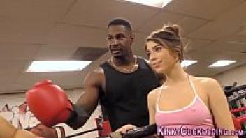 Domina cuckolds for sex at a boxing gym