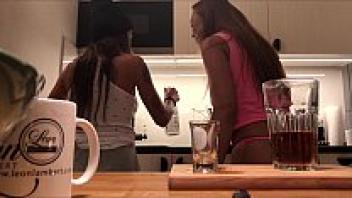 Bending over in front of Voyeur Cam without underwear, a tight, pussy babe
