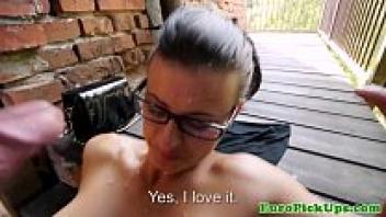 A European beauty with spectacles gets a facial