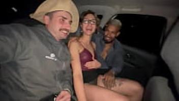 During the automobile ride, the blonde mistreated them both.