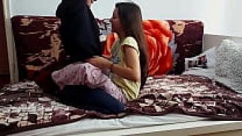 Teenage couple making passionate love in real amateur sextape