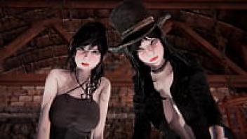 3D Porn: Threesome of Pale Twins