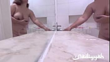 Beautiful Arab Chubby Wife Taking a Bath with Her Big Tits
