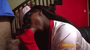 An insane African nurse believes that blowjobs can heal illnesses.