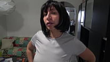 A lustful stepson watches as a French amateur stepmother pisses from her hairy pussy.