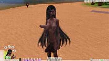 Sims 4: A ladyboy with enormous penis and penis nipples