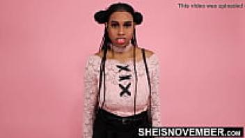 Sheisnovember Behind the Scenes Msnovember's photo shoot features a black crotch, a geek big ass, a nerd pussy flashing upskirt, embroidered thigh high stockings, a pretty pink long sleeve shirt, a unique hairstyle, and a cute young smile.